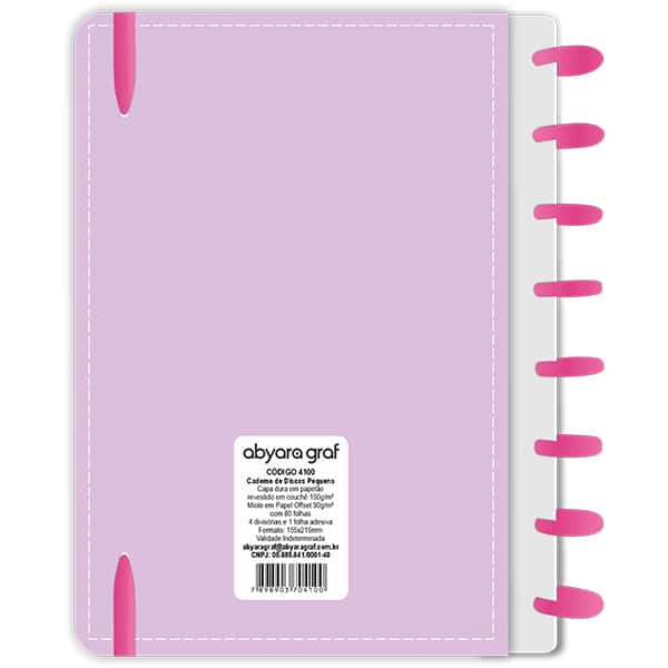Caderno de disco P, 80 folhas 155 x 215mm, Rainbow lilás, 4100, Abyara - PT 1 UN