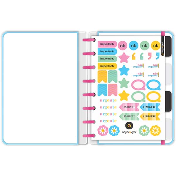 Caderno de disco P, 80 folhas 155 x 215mm, Rainbow Azul, 4124, Abyara - PT 1 UN