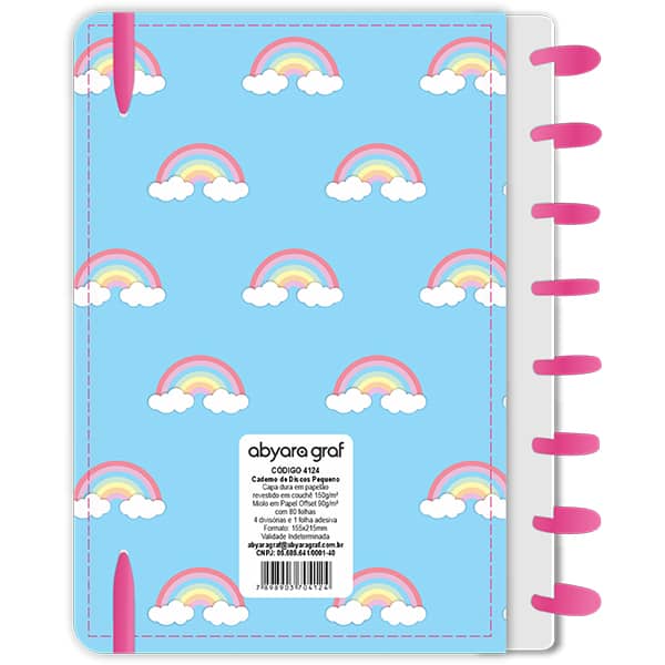 Caderno de disco P, 80 folhas 155 x 215mm, Rainbow Azul, 4124, Abyara - PT 1 UN