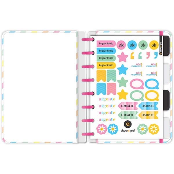 Caderno de disco P, 80 folhas 155 x 215mm, Rainbow colorido, 4117, Abyara - PT 1 UN