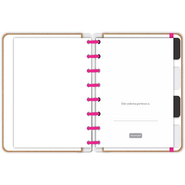 Caderno de disco P, 80 folhas 155 x 215mm, Kraft, Rosa, 4148, Abyara - PT 1 UN