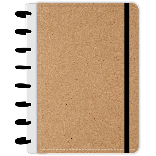 Caderno de disco P, 80 folhas 155 x 215mm, Kraft, Preto, 4155, Abyara - PT 1 UN