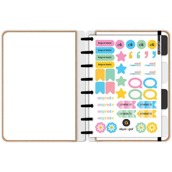 Caderno de disco P, 80 folhas 155 x 215mm, Kraft, Preto, 4155, Abyara - PT 1 UN