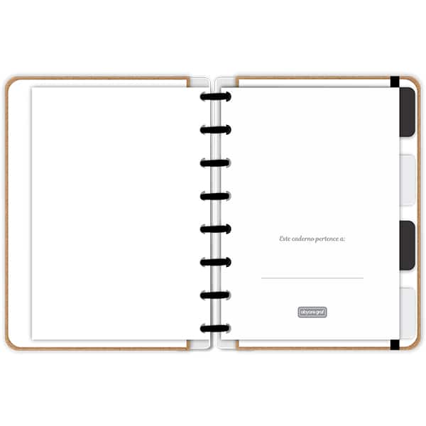 Caderno de disco P, 80 folhas 155 x 215mm, Kraft, Preto, 4155, Abyara - PT 1 UN