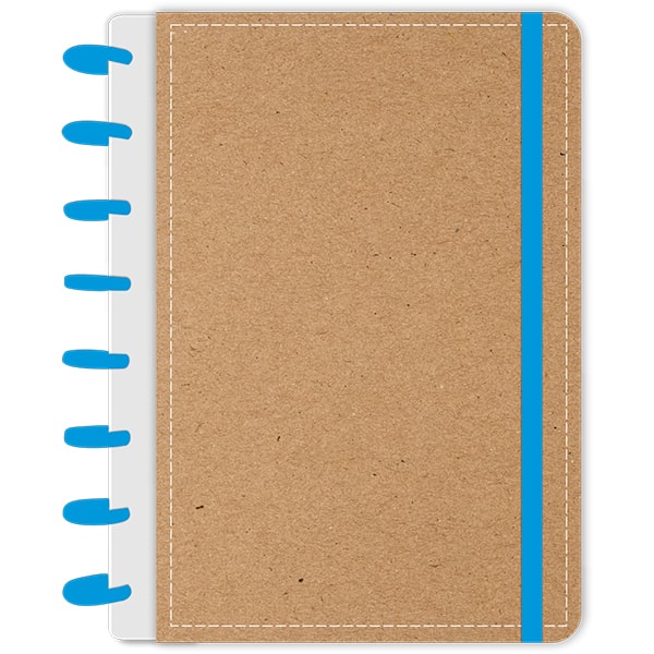 Caderno de disco P, 80 folhas 155 x 215mm, Kraft, Azul, 4131, Abyara - PT 1 UN