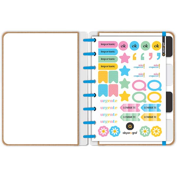 Caderno de disco P, 80 folhas 155 x 215mm, Kraft, Azul, 4131, Abyara - PT 1 UN