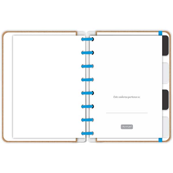 Caderno de disco P, 80 folhas 155 x 215mm, Kraft, Azul, 4131, Abyara - PT 1 UN