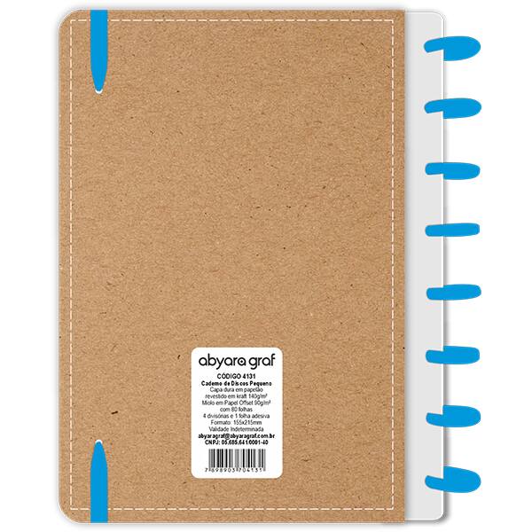 Caderno de disco P, 80 folhas 155 x 215mm, Kraft, Azul, 4131, Abyara - PT 1 UN