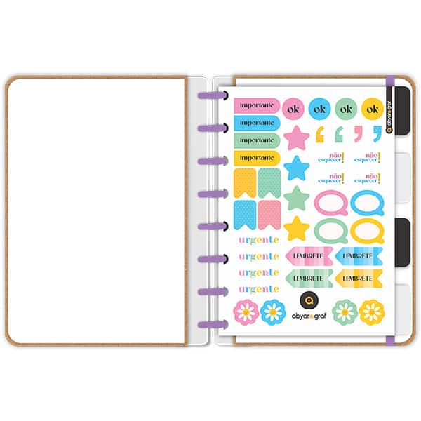 Caderno de disco P, 80 folhas 155 x 215mm, Kraft, Lilás, 4186, Abyara - PT 1 UN