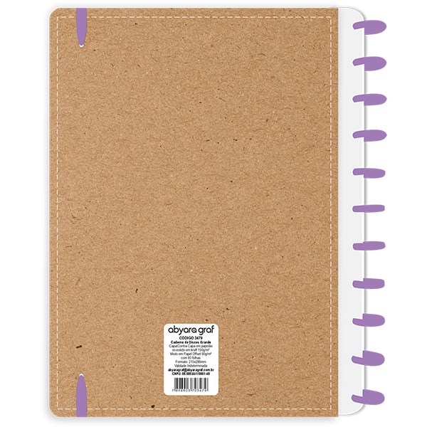 Caderno de disco 80 folhas G, 215x286mm, Kraft, 3479, Abyara - PT 1 UN