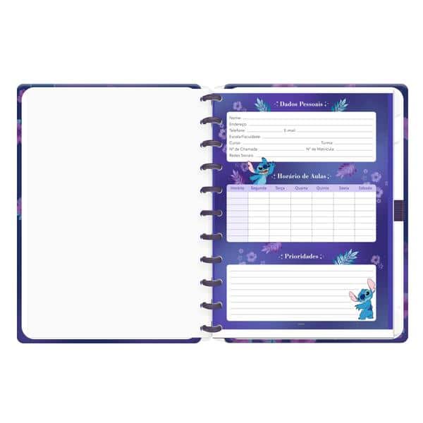 Caderno de disco Capa dura, G, 80 folhas, Stitch, Spiral Ds - PT 1 UN Caderno de disco Capa dura, G, 80 folhas, Stitch, Spiral Ds - PT 1 UN