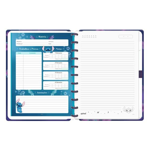 Caderno de disco Capa dura, G, 80 folhas, Stitch, Spiral Ds - PT 1 UN Caderno de disco Capa dura, G, 80 folhas, Stitch, Spiral Ds - PT 1 UN