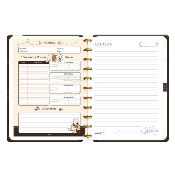 Caderno de Disco Ursinho Pooh, Tamanho G (200×275 mm) com 80 Folhas Pautadas Gramatura 90g, Spiral Pooh - PT 1 UN Caderno de Disco Ursinho Pooh, Tamanho G (200×275 mm) com 80 Folhas Pautadas Gramatura 90g, Spiral Pooh - PT 1 UN