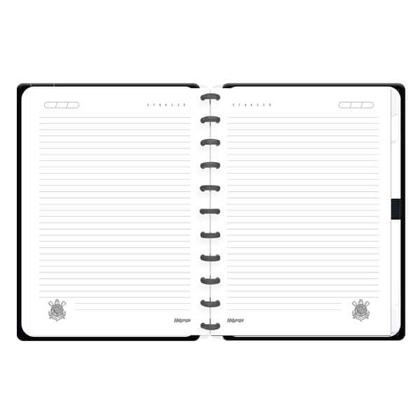 Caderno de Disco Corinthians Grande (200×275 mm) com 80 Folhas Pautadas Gramatura 90g Spiral Sccp - PT 1 UN