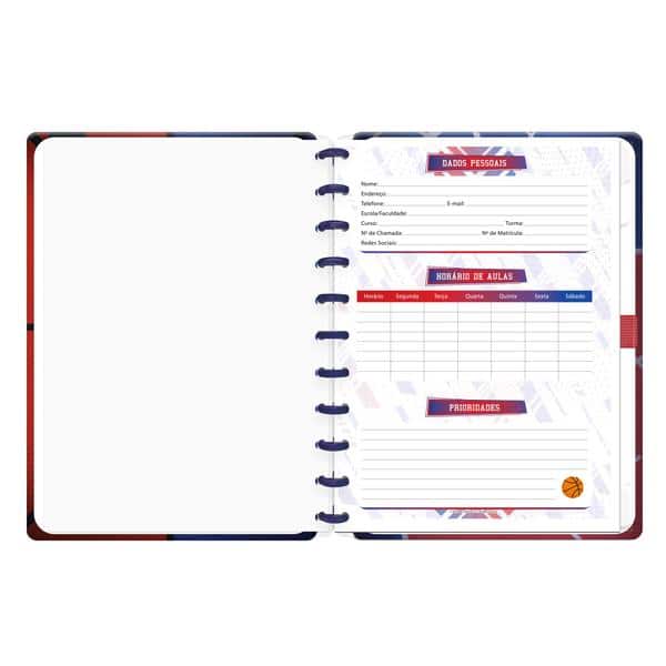 Caderno de Disco NBA, Tamanho G (200×275 mm) com 80 Folhas Pautadas Gramatura 90g, Spiral Nba - PT 1 UN Caderno de Disco NBA, Tamanho G (200×275 mm) com 80 Folhas Pautadas Gramatura 90g, Spiral Nba - PT 1 UN
