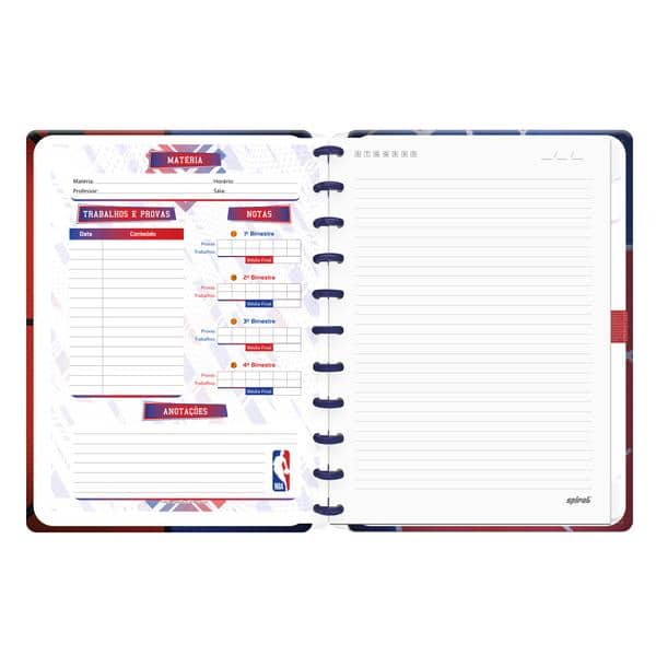 Caderno de Disco NBA, Tamanho G (200×275 mm) com 80 Folhas Pautadas Gramatura 90g, Spiral Nba - PT 1 UN Caderno de Disco NBA, Tamanho G (200×275 mm) com 80 Folhas Pautadas Gramatura 90g, Spiral Nba - PT 1 UN