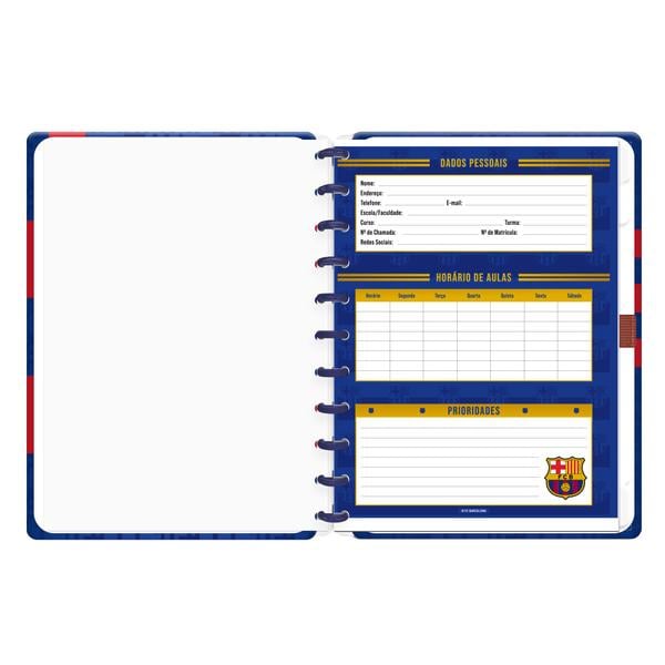 Caderno de Disco Barcelona FC Grande (200×275 mm) com 80 Folhas Pautadas Gramatura 90g Spiral Bc - PT 1 UN
