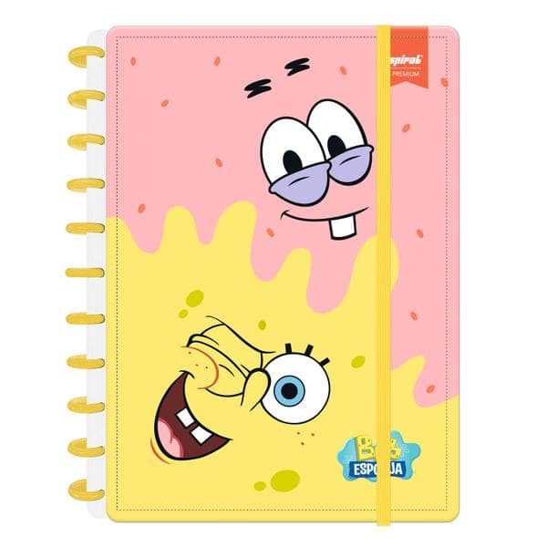 Caderno de Disco Bob Esponja Grande (200×275 mm) com 80 Folhas Pautadas Gramatura 90g Spiral Bob - PT 1 UN