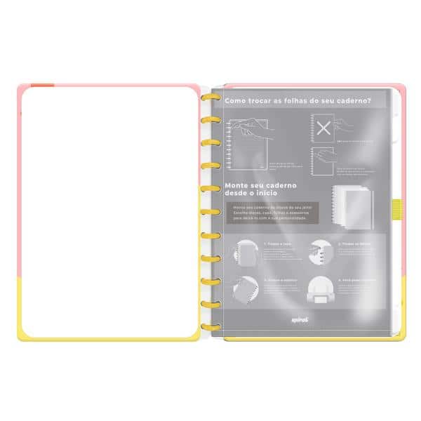 Caderno de Disco Bob Esponja Grande (200×275 mm) com 80 Folhas Pautadas Gramatura 90g Spiral Bob - PT 1 UN