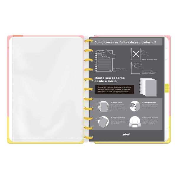 Caderno de Disco Bob Esponja Grande (200×275 mm) com 80 Folhas Pautadas Gramatura 90g Spiral Bob - PT 1 UN