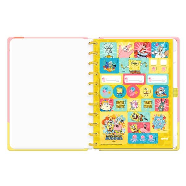 Caderno de Disco Bob Esponja Grande (200×275 mm) com 80 Folhas Pautadas Gramatura 90g Spiral Bob - PT 1 UN
