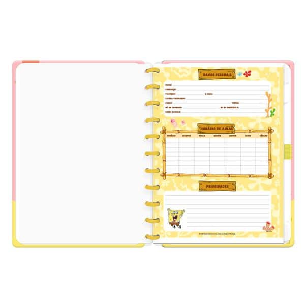 Caderno de Disco Bob Esponja Grande (200×275 mm) com 80 Folhas Pautadas Gramatura 90g Spiral Bob - PT 1 UN