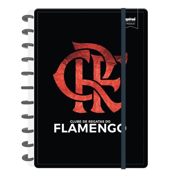 Caderno de Disco Flamengo Grande (200×275 mm) com 80 Folhas Pautadas Gramatura 90g Spiral Fla - PT 1 UN