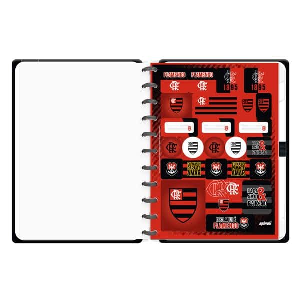 Caderno de Disco Flamengo Grande (200×275 mm) com 80 Folhas Pautadas Gramatura 90g Spiral Fla - PT 1 UN
