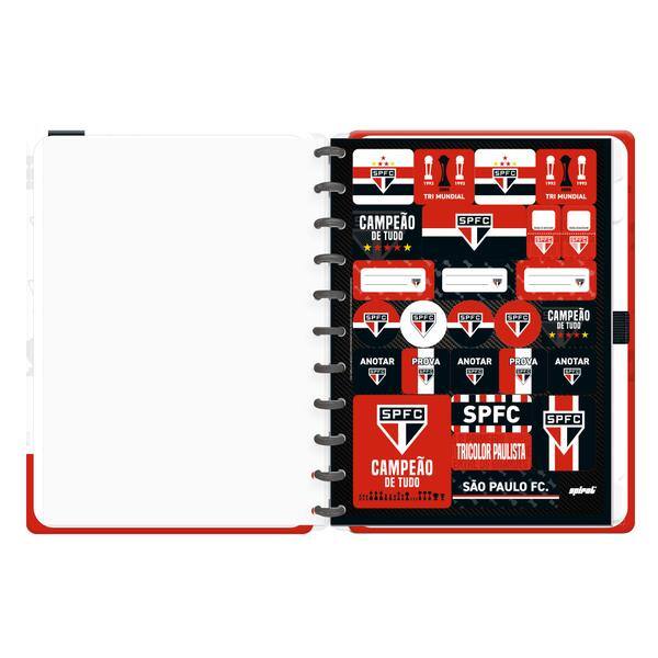 Caderno de Disco São Paulo Grande (200×275 mm) com 80 Folhas Pautadas Gramatura 90g Spiral SPFC - PT 1 UN