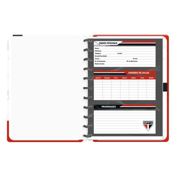 Caderno de Disco São Paulo Grande (200×275 mm) com 80 Folhas Pautadas Gramatura 90g Spiral SPFC - PT 1 UN