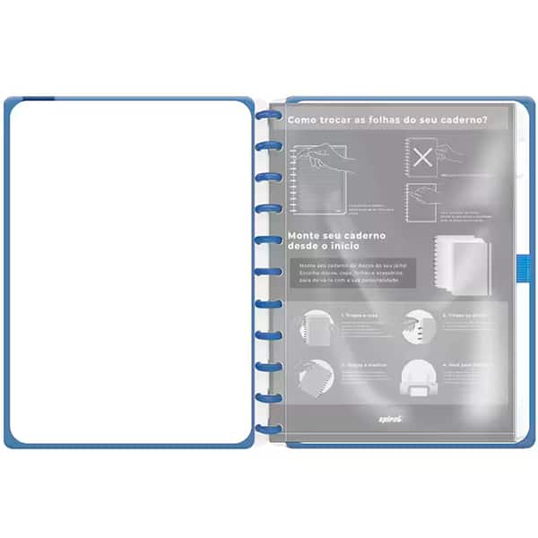 Caderno de Disco Caoa Premium com Flocagem Disney Stitch Grande (200×275 mm) com 80 Folhas Pautadas Gramatura 90g Spiral Ds - PT 1 UN