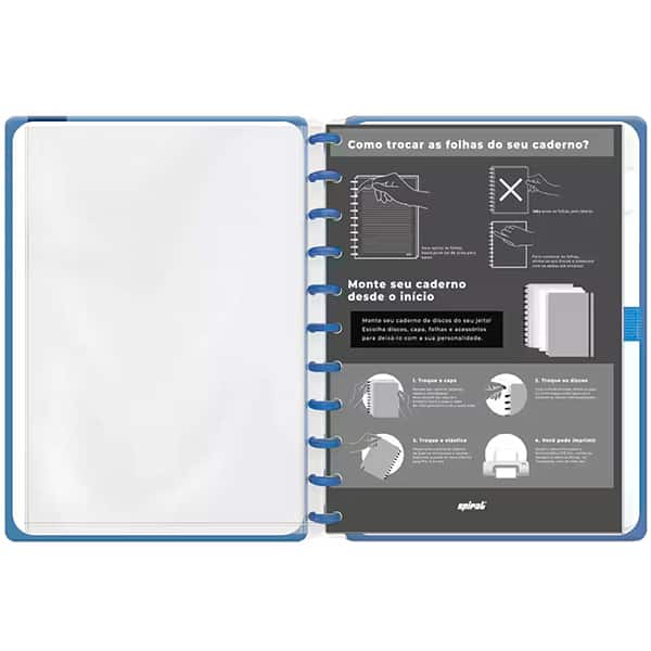 Caderno de Disco Caoa Premium com Flocagem Disney Stitch Grande (200×275 mm) com 80 Folhas Pautadas Gramatura 90g Spiral Ds - PT 1 UN