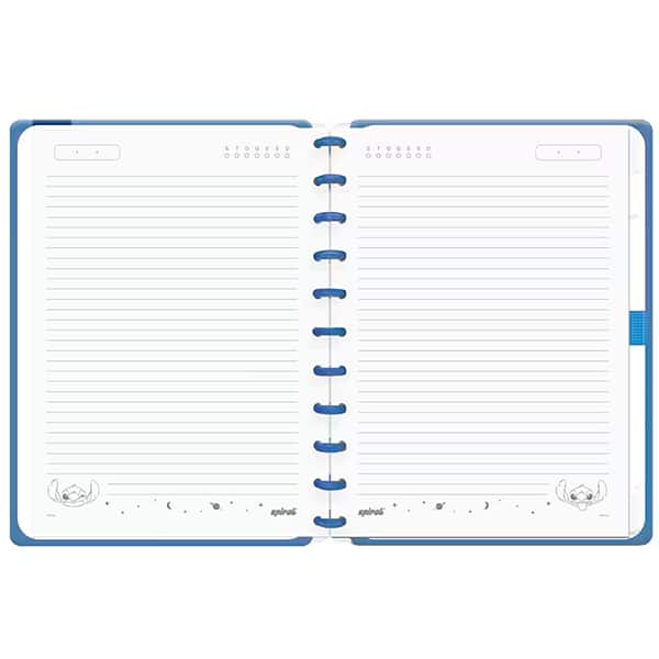 Caderno de Disco Caoa Premium com Flocagem Disney Stitch Grande (200×275 mm) com 80 Folhas Pautadas Gramatura 90g Spiral Ds - PT 1 UN