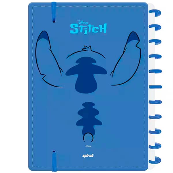 Caderno de Disco Caoa Premium com Flocagem Disney Stitch Grande (200×275 mm) com 80 Folhas Pautadas Gramatura 90g Spiral Ds - PT 1 UN