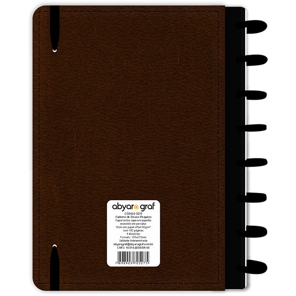 Caderno de disco P, 80 folhas 155 x 215mm, Evidence, Marrom, 5275, Abyara - PT 1 UN Caderno de disco P, 80 folhas 155 x 215mm, Evidence, Marrom, 5275, Abyara - PT 1 UN