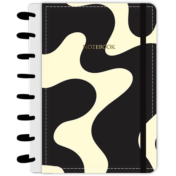 Caderno de disco P, 80 folhas 155 x 215mm, Curvas, Preto, 5473, Abyara - PT 1 UN
