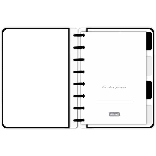 Caderno de disco P, 80 folhas 155 x 215mm, Curvas, Preto, 5473, Abyara - PT 1 UN