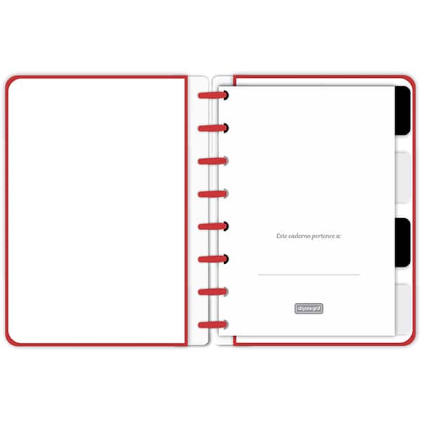Caderno de disco P, 80 folhas 155 x 215mm, Curvas, Vermelho, 5510, Abyara - PT 1 UN