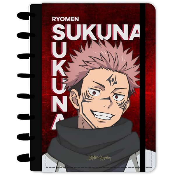 Caderno de disco P, 80 folhas 155 x 215mm, Jujutsu Kaisen, Sukuna, 5008, Abyara - PT 1 UN Caderno de disco P, 80 folhas 155 x 215mm, Jujutsu Kaisen, Sukuna, 5008, Abyara - PT 1 UN
