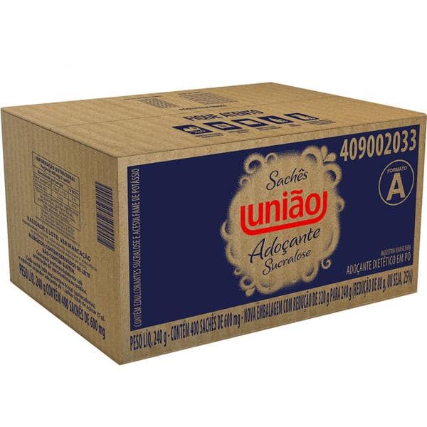 Adoçante sucralose em sachê 400x600mg 409002033 União CX 1 UN