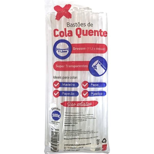 Refil de cola quente grossa, 500g, 6006, Make+ - CX 1 UN