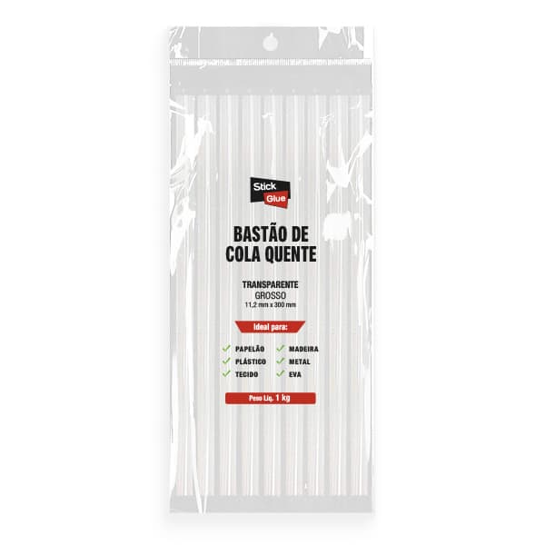 Refil de cola quente grossa, 11,2 x 300mm, 1Kg, Stick Glue - PT 1 UN