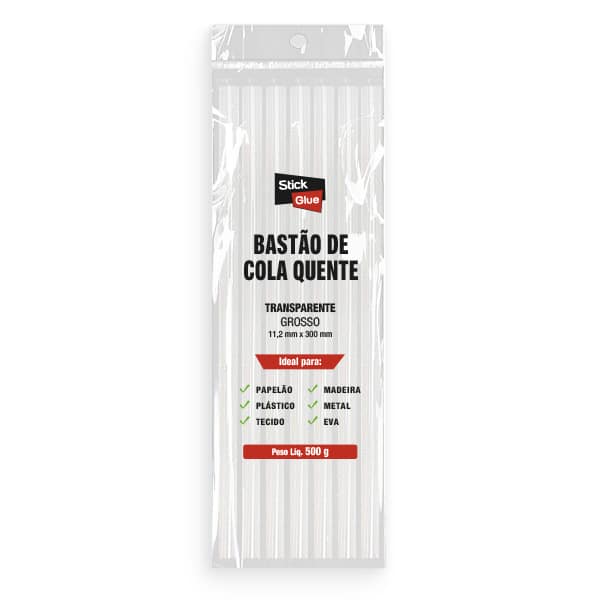 Refil de cola quente grossa, 11,2 x 300mm, 500g, Stick Glue - PT 1 UN