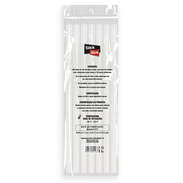 Refil de cola quente grossa, 11,2 x 300mm, 500g, Stick Glue - PT 1 UN