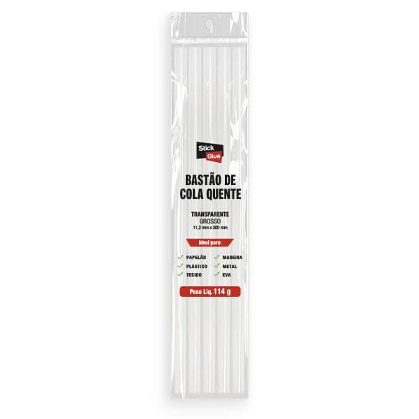 Refil de cola quente grossa, 11,2 x 300mm, 114g, Stick Glue - PT 1 UN