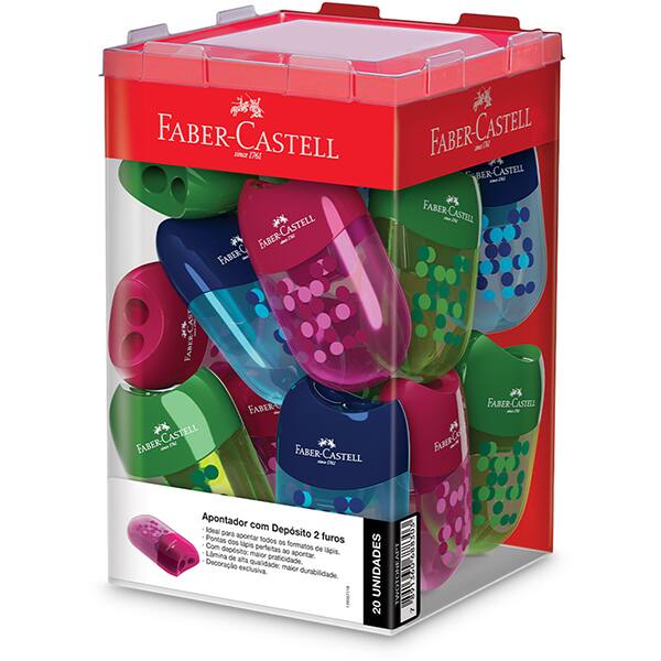 Apontador Duplo com depósito Two Tone, Sortido, Faber-Castell - CX 20 UN