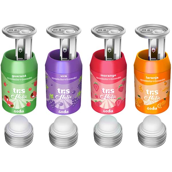 Apontador com depósito e borracha, Soda, Sortido, 910219, Tris - BT 1 UN Apontador com depósito e borracha, Soda, Sortido, 910219, Tris - BT 1 UN