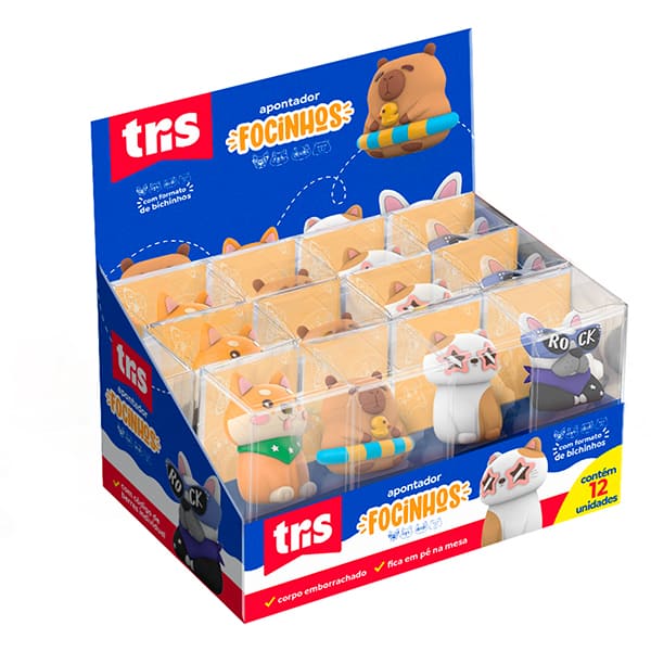 Apontador simples Focinhos, Sortido, 910912, Tris - BT 1 UN Apontador simples Focinhos, Sortido, 910912, Tris - BT 1 UN