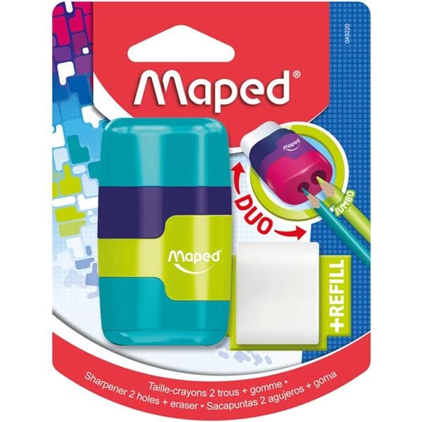 Apontador Connect Duo, com depósito e borracha, Cores Sortidas, 049220, Maped 1 UN