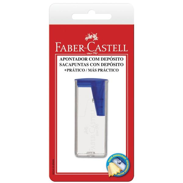 Apontador com Depósito Retangular, Cores Sortidas, Faber-Castell - BT 1 UN Apontador com Depósito Retangular, Cores Sortidas, Faber-Castell - BT 1 UN